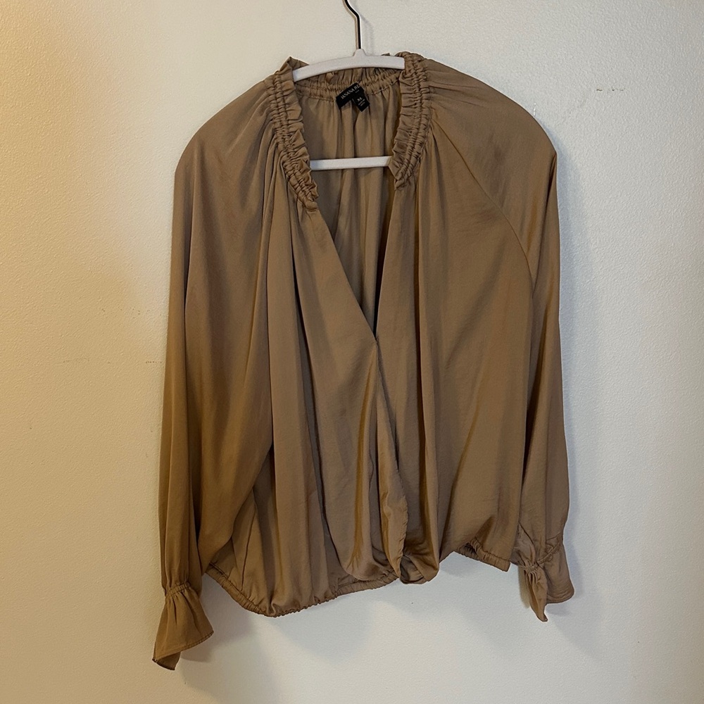 Banana Republic Elegant Tan Blouse With Elastic Waist
